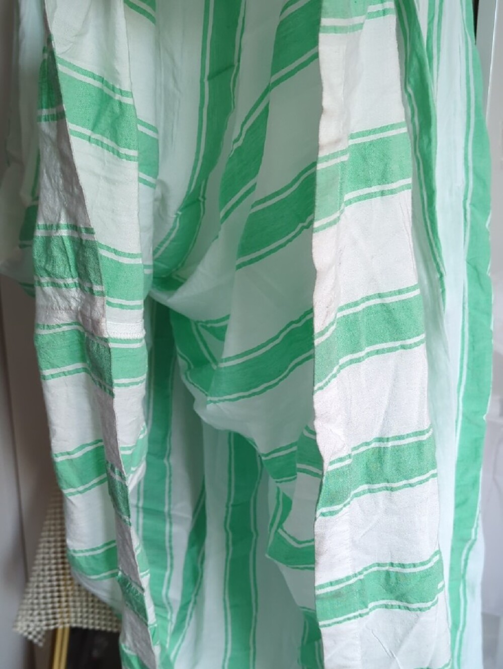 NWT🔖XL Anthropologie Strapless Green and White Smocked Dress - Picture 6 of 12